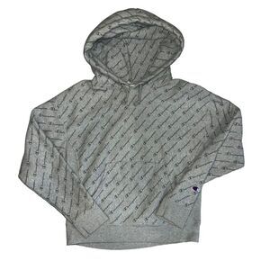 Champion Reverse Weave Hoodie Size Medium Gray Print All Over Heavyweight Hoodie